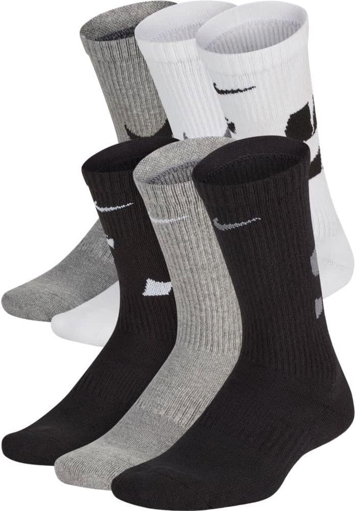 Nike unisex-child Kid's Everyday Cushioned Graphic Crew Socks (6 Pair)