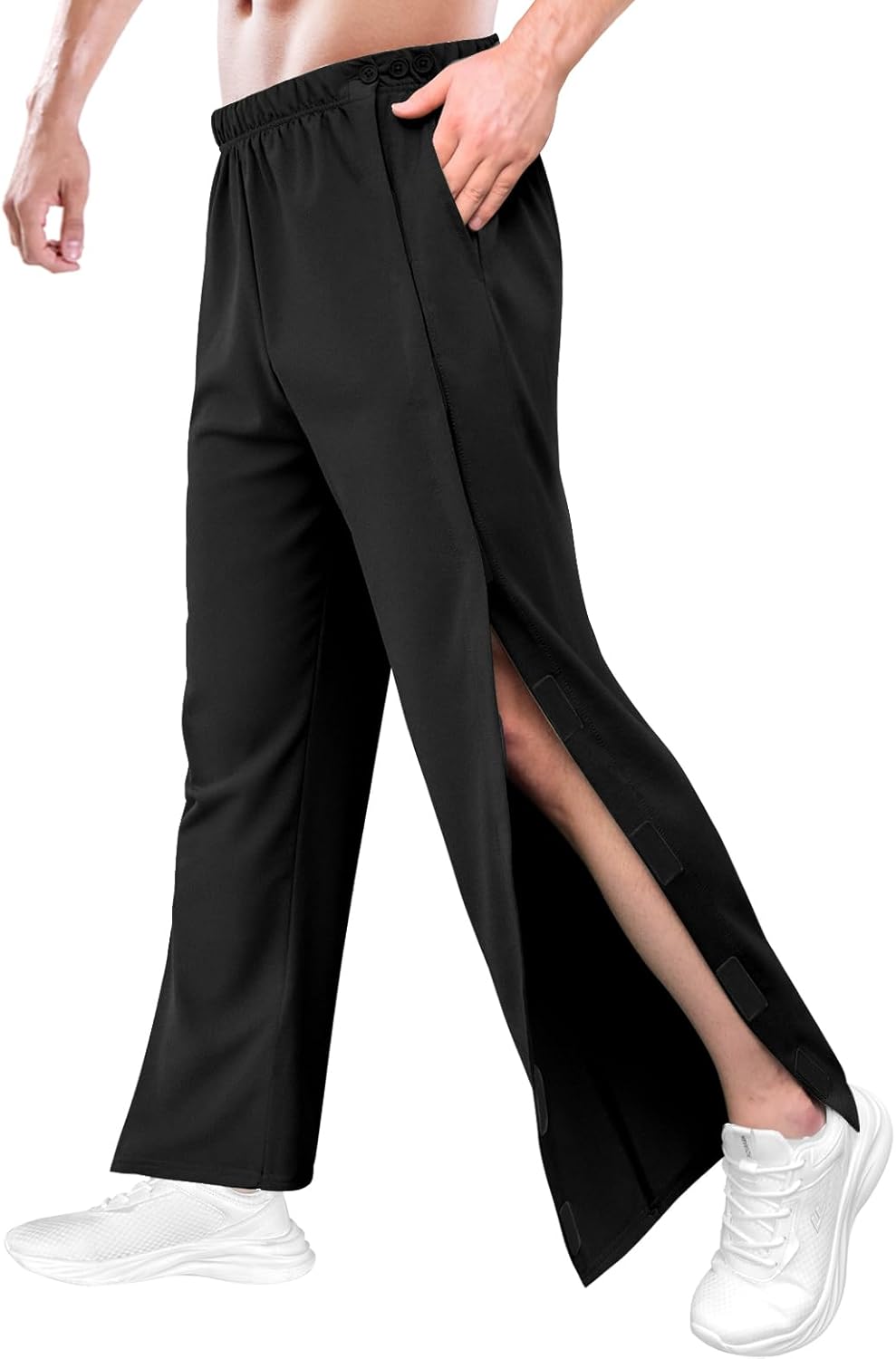Men's Post Surgery Pants Open Bottom Easy Side Tear Away Pants for Men Sweatpants Loose Fit Post Surgery Pant with Pockets - Image 7