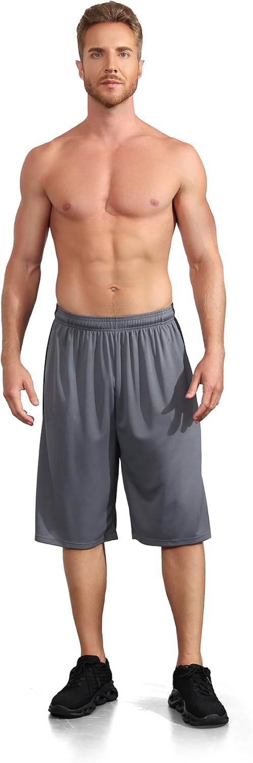 Men's Long Athletic Shorts Basketball Gym Quick Dry Camo Shorts with Pockets - Image 3