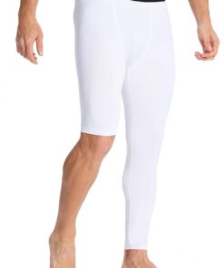 DEVOROPA Mens One Leg Compression Pants Quick Dry Basketball Running Tights Sports Leggings Athletic Baseball Base Layer