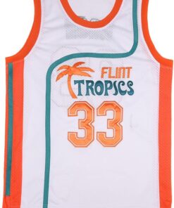 BOROLIN Mens Basketball Jersey #33 Jackie Moon Flint Tropics 90s Movie Shirts