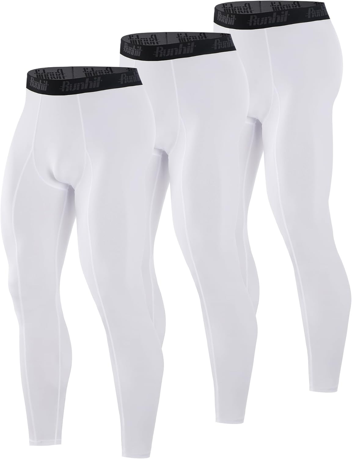 Runhit 3 Pack Compression Pants Men Running Tights Workout Leggings Athletic Base Layer Pants - Image 12