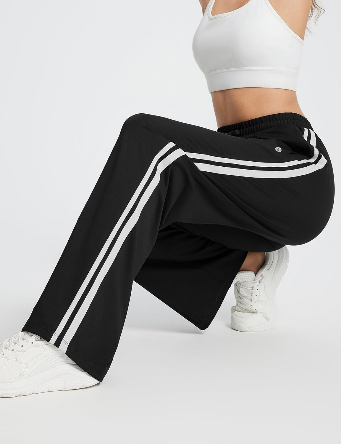 baleaf Womens Track Pants Athletic Running Pants Sweatpants Straight Leg Zipper Pockets Sports Jogging Striped Loose Fit - Image 4