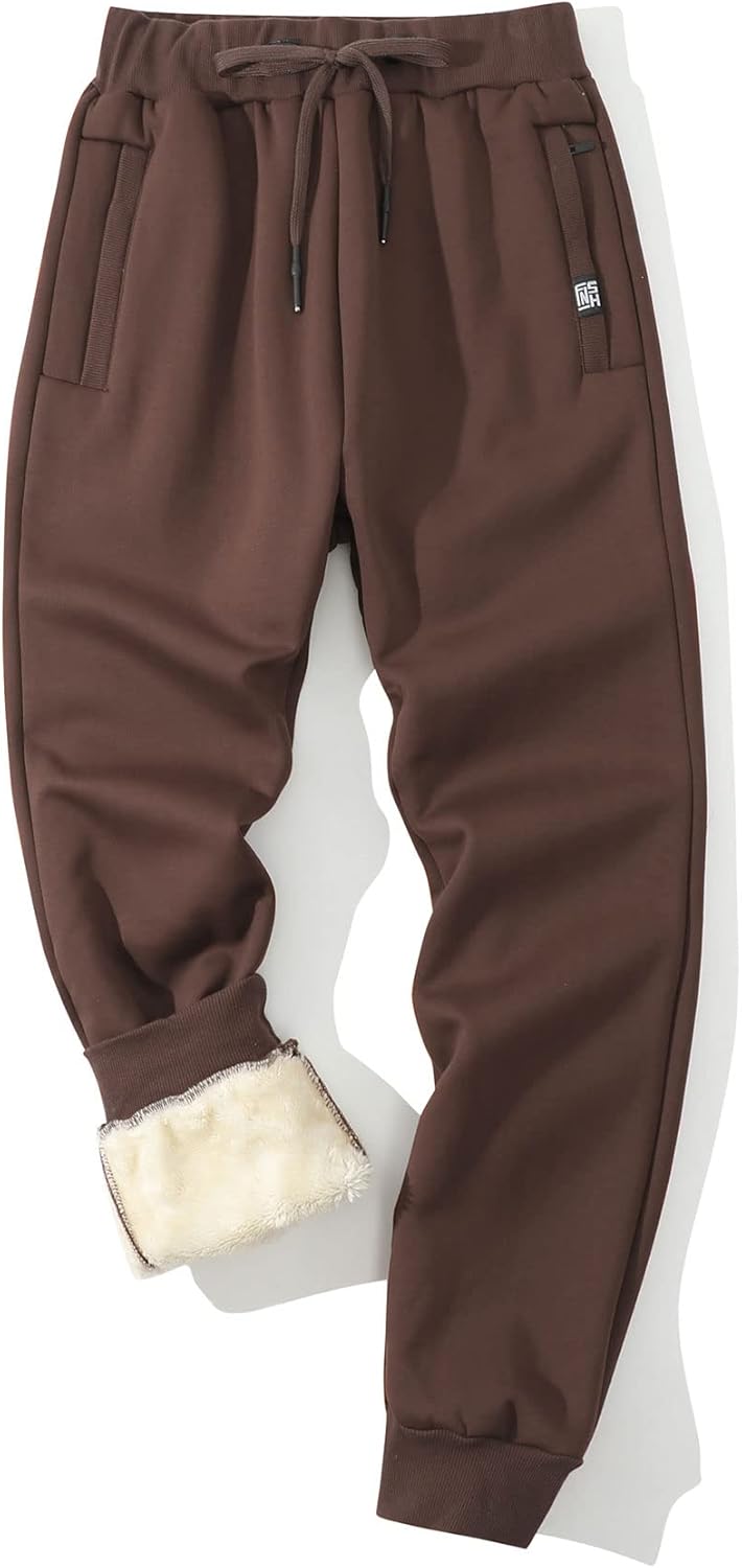 Gihuo Men's Sherpa Lined Athletic Sweatpants Winter Warm Track Pants - Image 19