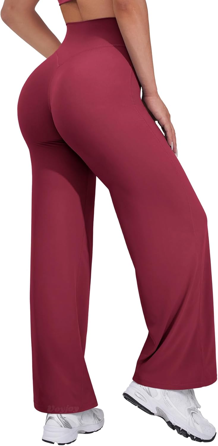VOYJOY Straight Leggings Bottoms Wide Leg Pants for Women 29"/ 31.5"/33" High Waist Stretch Casual Sweatpants - Image 12