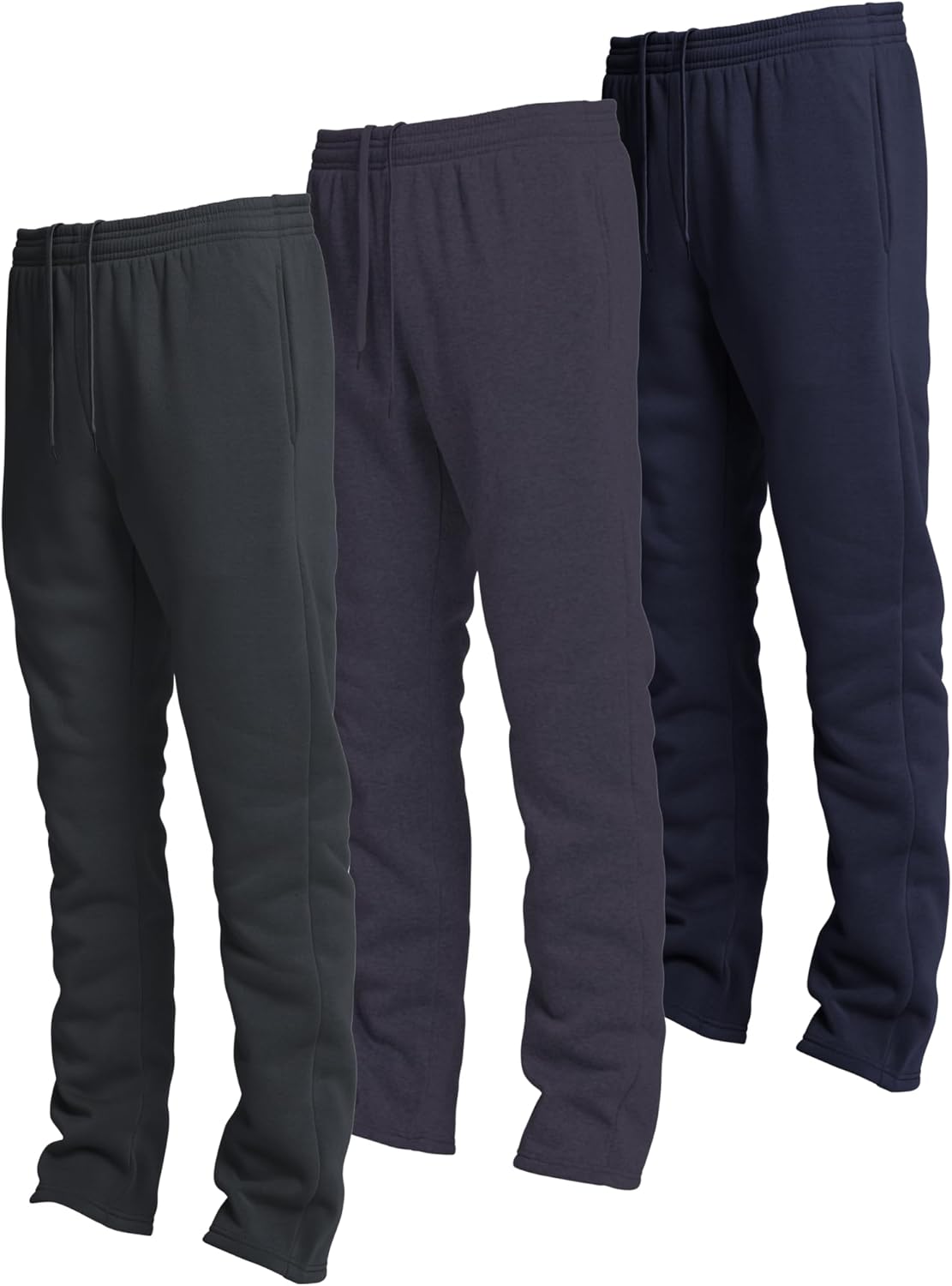 Ultra Performance 3 Pack Mens Open Bottom Sweatpants with Pockets, Casual Sweatpants for Men