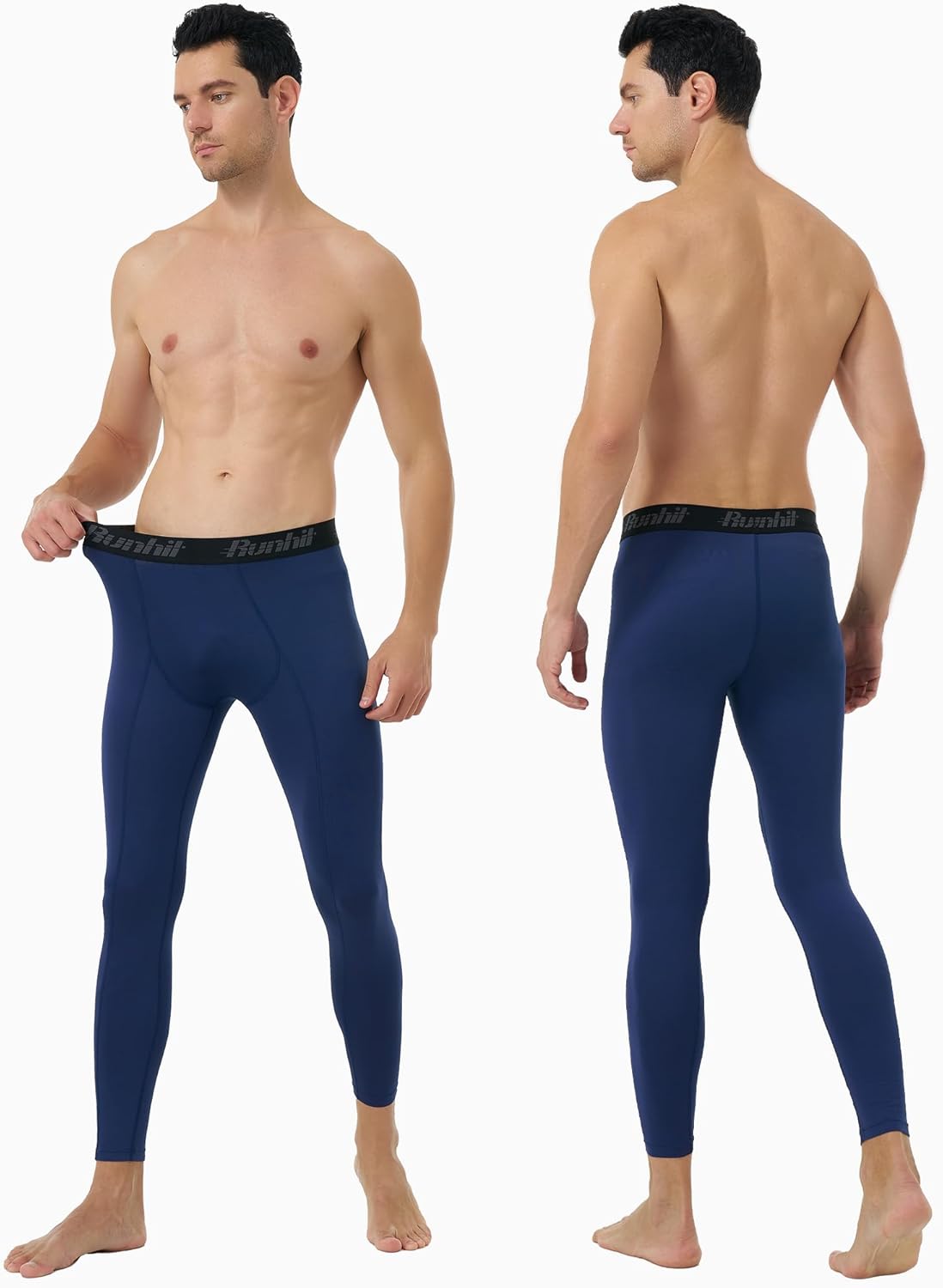 Runhit 3 Pack Compression Pants Men Running Tights Workout Leggings Athletic Base Layer Pants - Image 2