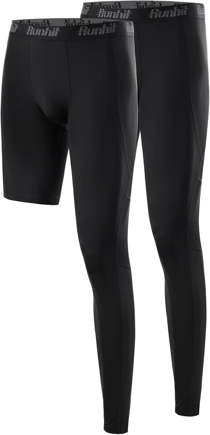 Runhit Men's Basketball One Leg Compression Tights Full Length Single Leg Compression Pants Sports Base Layer Underwear - Image 7
