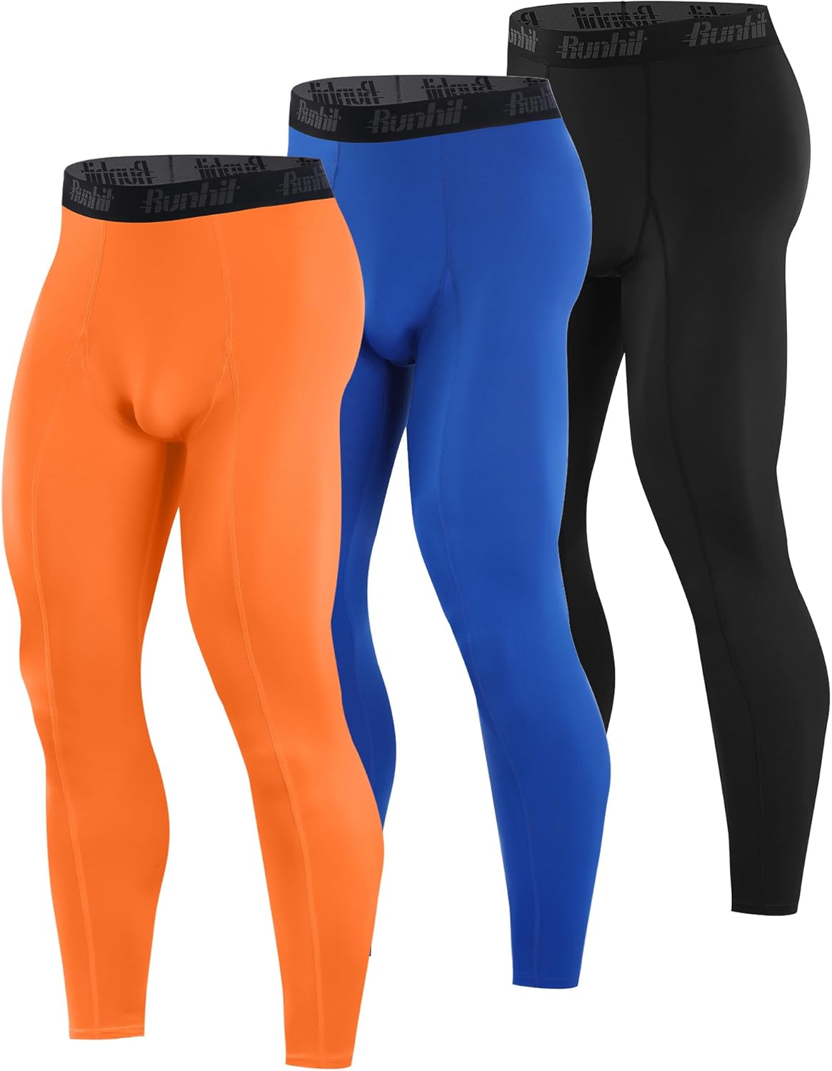 Runhit 3 Pack Compression Pants Men Running Tights Workout Leggings Athletic Base Layer Pants - Image 9