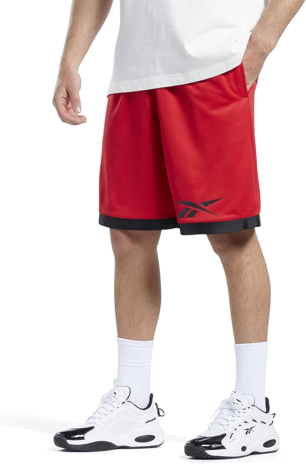 Reebok Men's Basketball Mesh Shorts, Black, L - Image 4