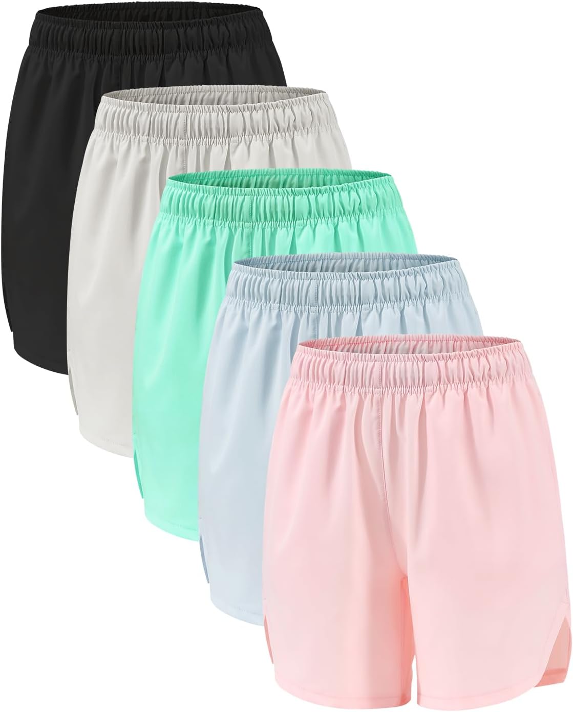 4 Pack Girls Athletic Shorts,Girls Basketball Shorts,Kids Workout Soccer Short for Girl with Drawstring & Pockets - Image 8