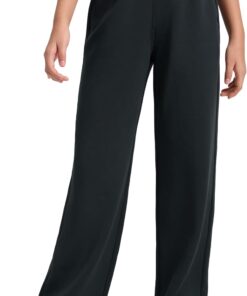 CRZ YOGA SoftAura Girls Wide Leg Sweatpants - Casual Lounge Athletic High Waist Pants with Pockets Drawstring for Kids Teen