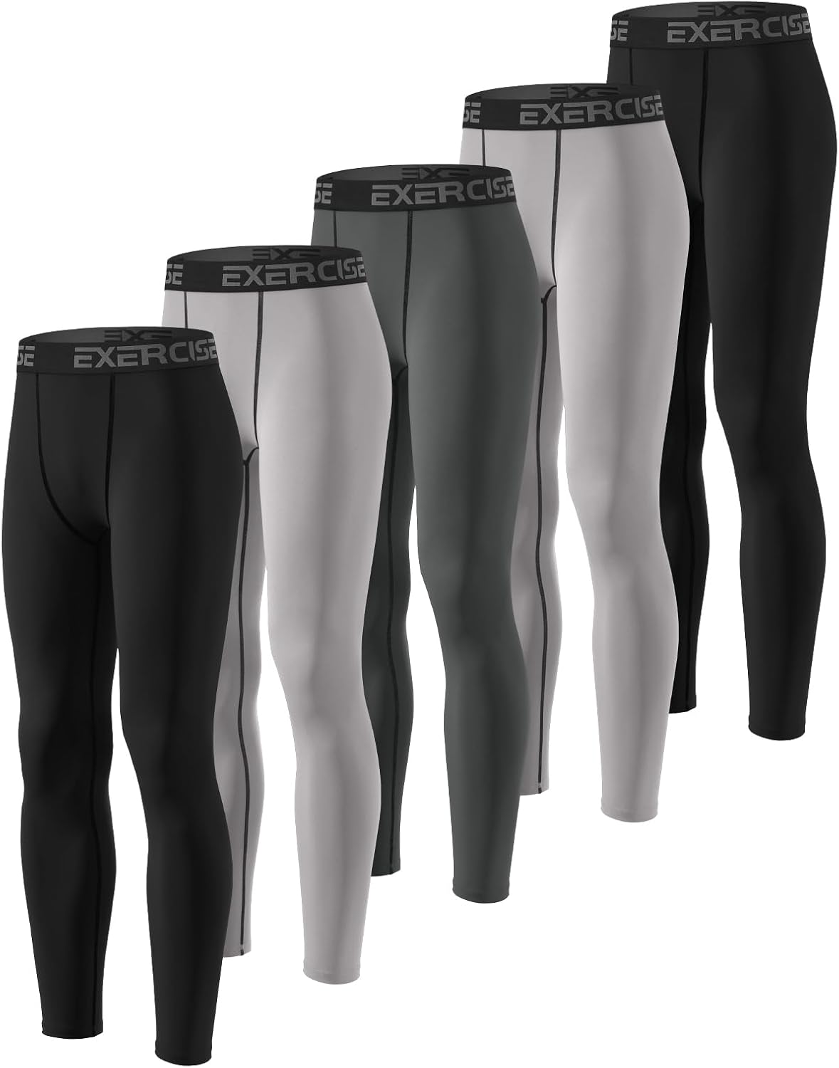 5 Pack Boys' Compression Pants Youth Athletic Tights Quick Dry Base Layer Leggings for Sports Basketball Football - Image 9