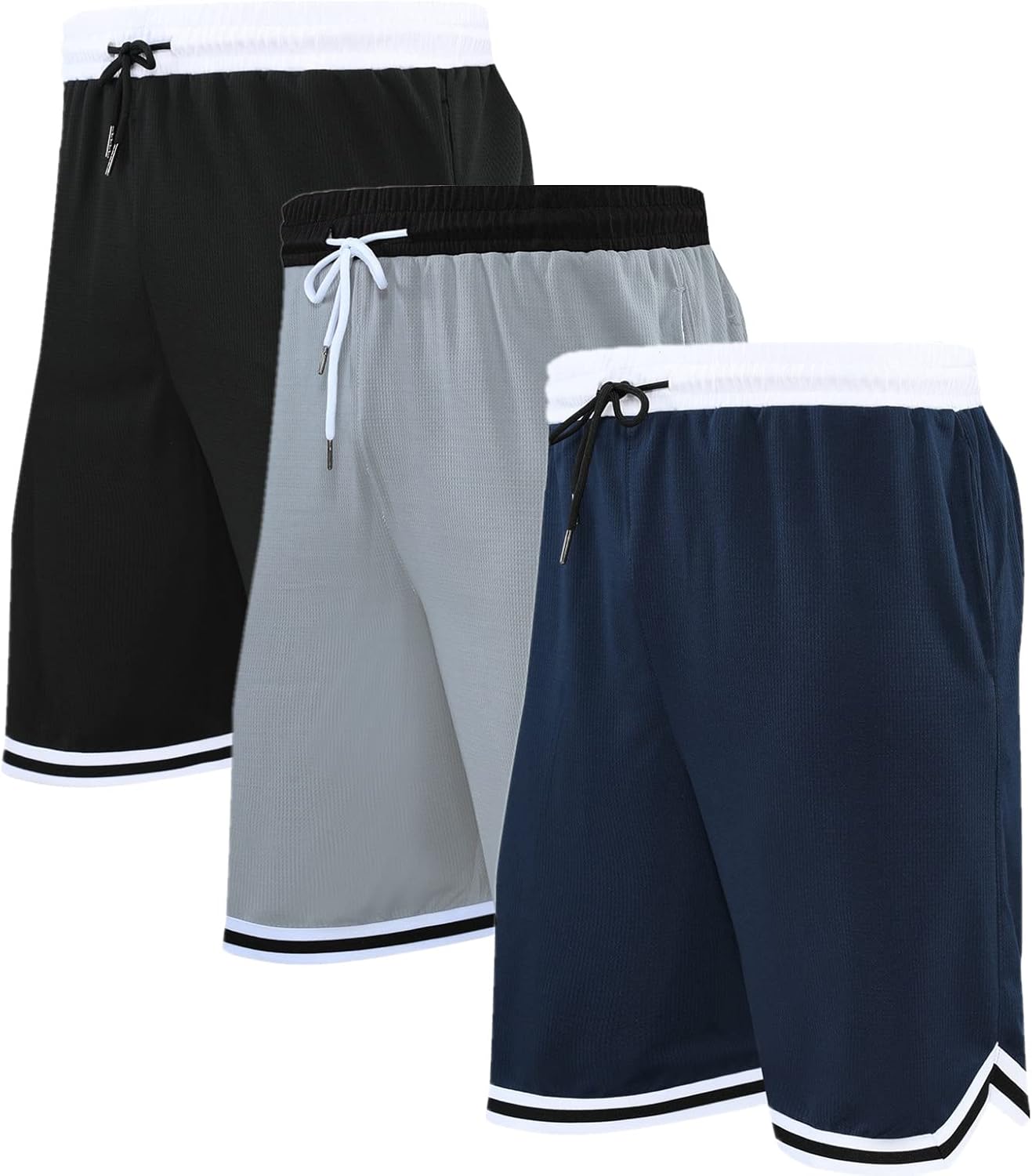 OPALOS 3 Pack Basketball Shorts for Men with Zipper Pockets,Active Athletic Shorts - Image 7