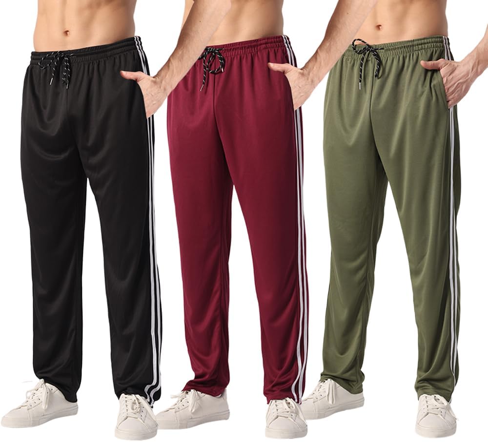 ZH 3 Pack Men's Sweatpants Open Bottom Joggers Lightweight Quick Dry Athletic Pants with Pockets for Workout & Lounge - Image 15