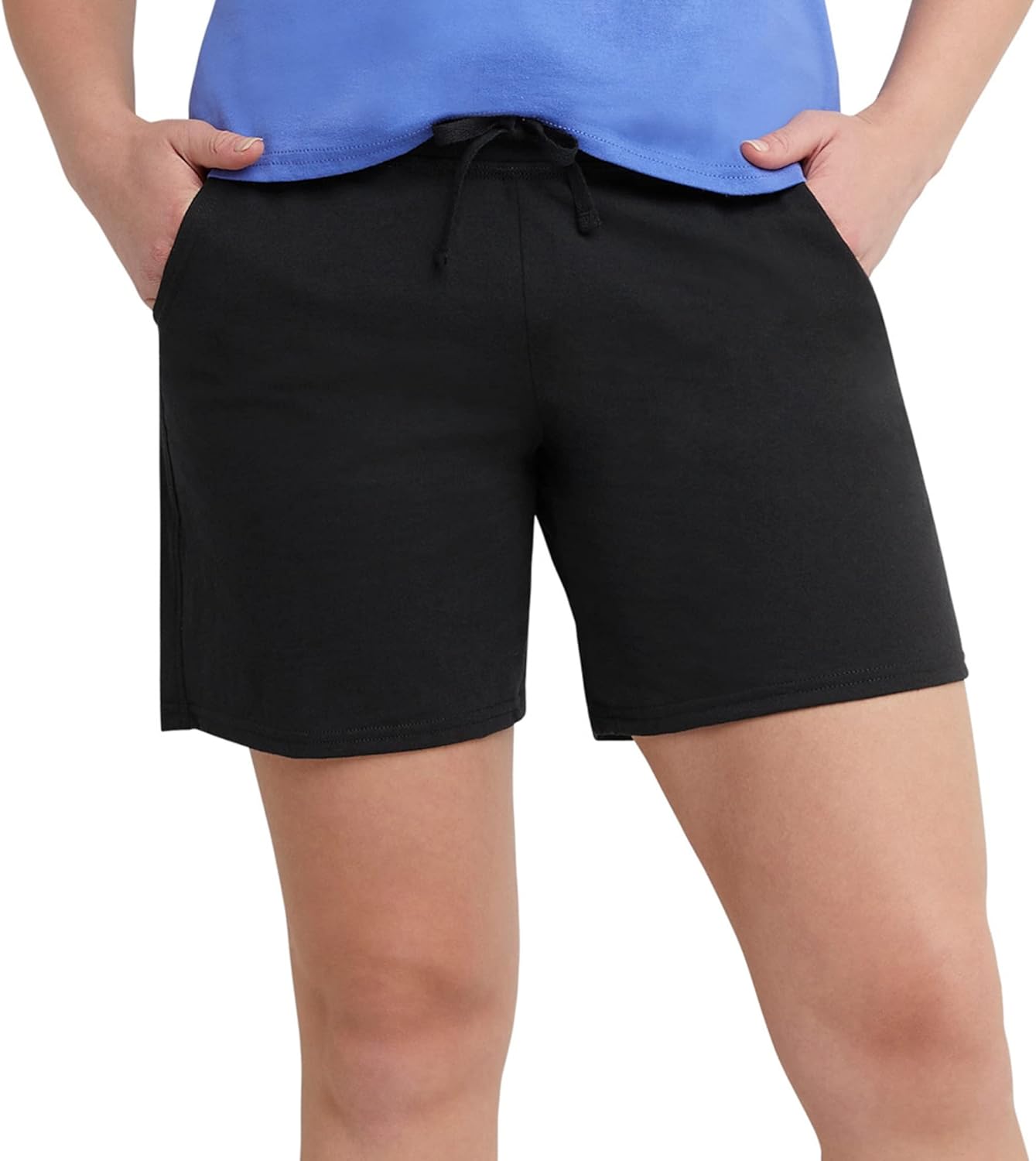 Hanes Women's Jersey Pocket Shorts, Drawstring Cotton Jersey Shorts, 7" Inseam - Image 7