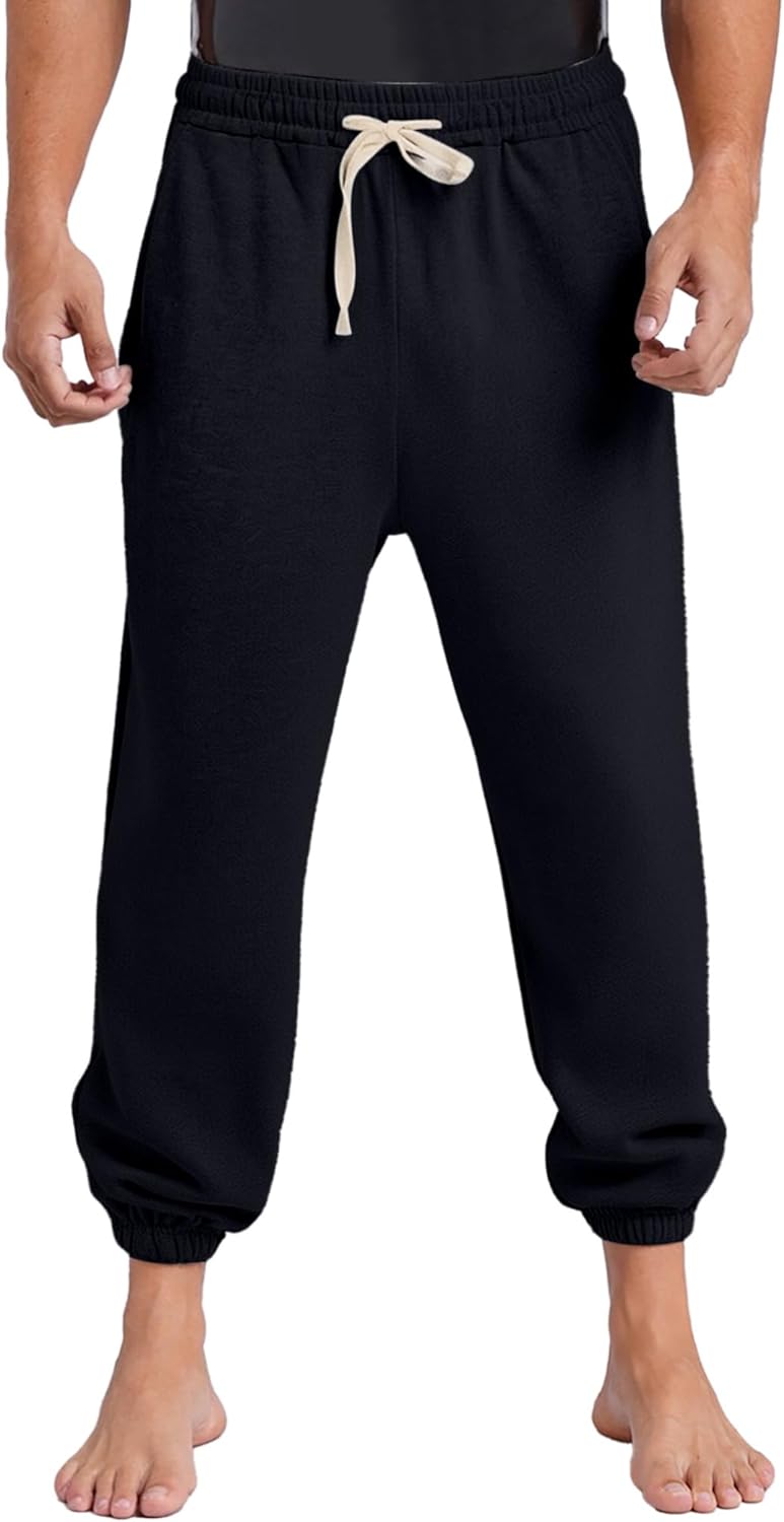 YiZYiF Men's Solid Color Sweatpants with Pockets Cotton Joggers Sports Pants Basketball Jogging Trousers - Image 7