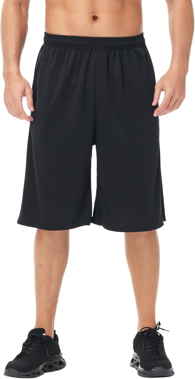 HQUEC Men's 12" Athletic Shorts Long Basketball Workout Shorts Below Knee Loose-Fit with Pockets - Image 7
