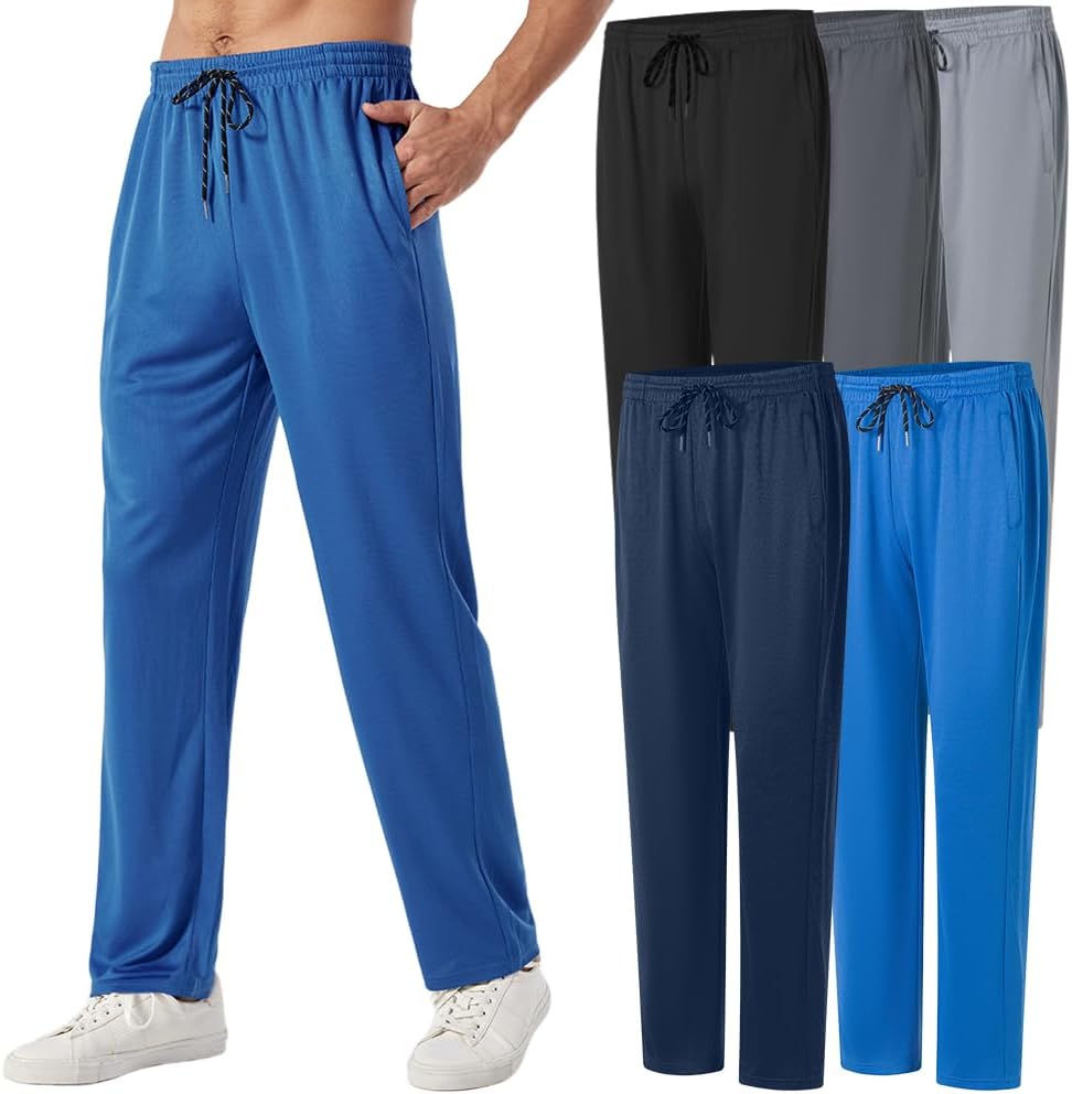 3PC or 5PC Men's Zipper Jogger Pants, Breathable & Flexible Fit, Comfortable for Sports & Casual Wear, Sweatpants for Men - Image 10