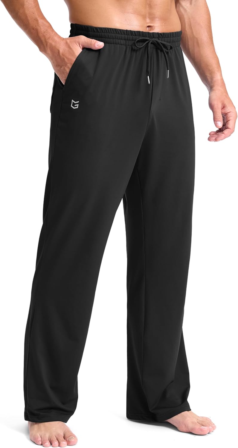 G Gradual Men's Yoga Sweatpants Soft Lounge Casual Pants Open Bottom Stretchy Athletic Sweat Pants with Pockets