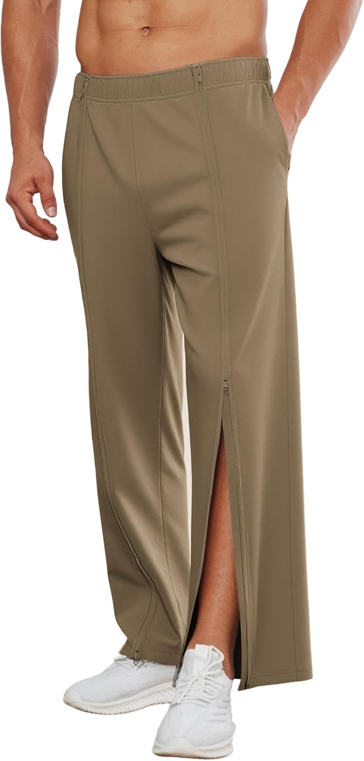 Deyeek Tear Away Pants for Men Full Zipper Legs Sweat Pants Mens Open Bottom Sweatpants Breakaway Cotton Post Surgery Pants - Image 11