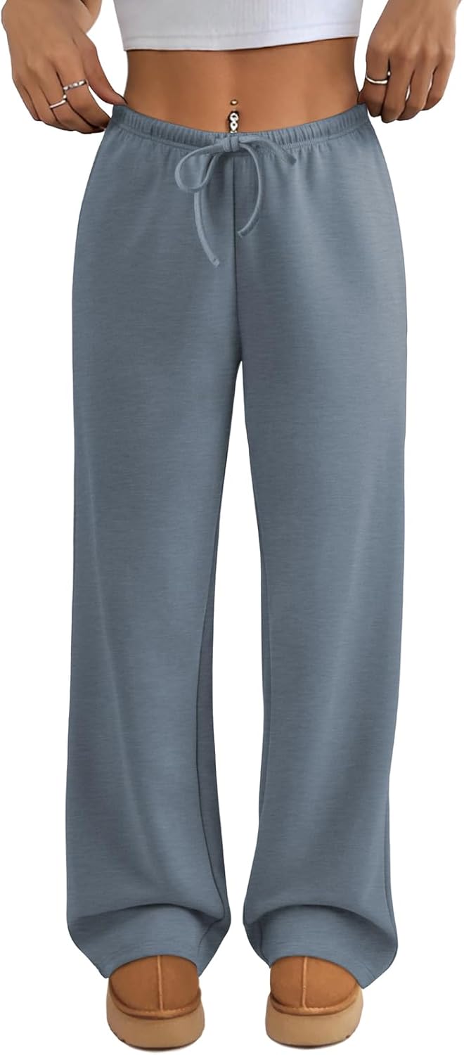 ATHMILE Womens Wide Leg Sweatpants Air Fabric Straight Lowrise Drawstring Elastic Low Waist Fall Clothing Pockets 2025 - Image 12