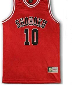 Men's Red 10th Basketball Jersey Sakuragi Hanamichi Cosplay Top