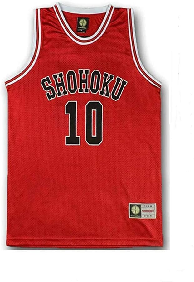 Men's Red 10th Basketball Jersey Sakuragi Hanamichi Cosplay Top