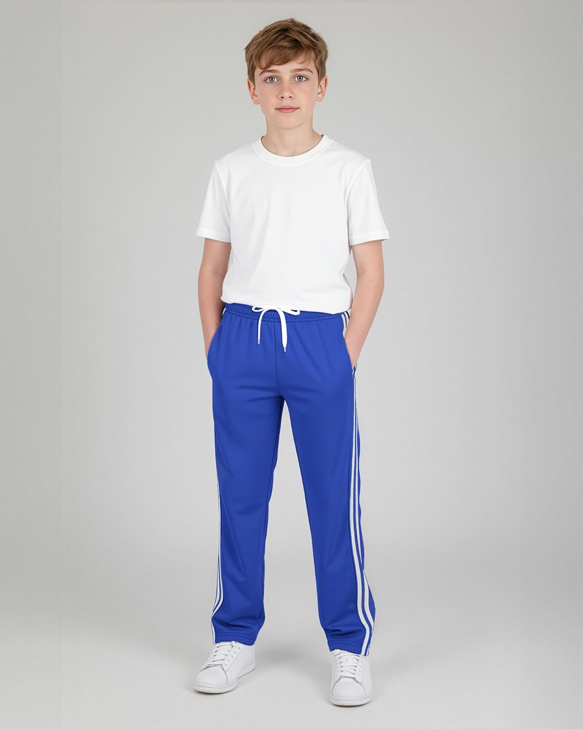 Real Essentials 3 Pack: Boys' Tricot Open Bottom Fleece-Lined Sweatpants with Pockets - Image 4