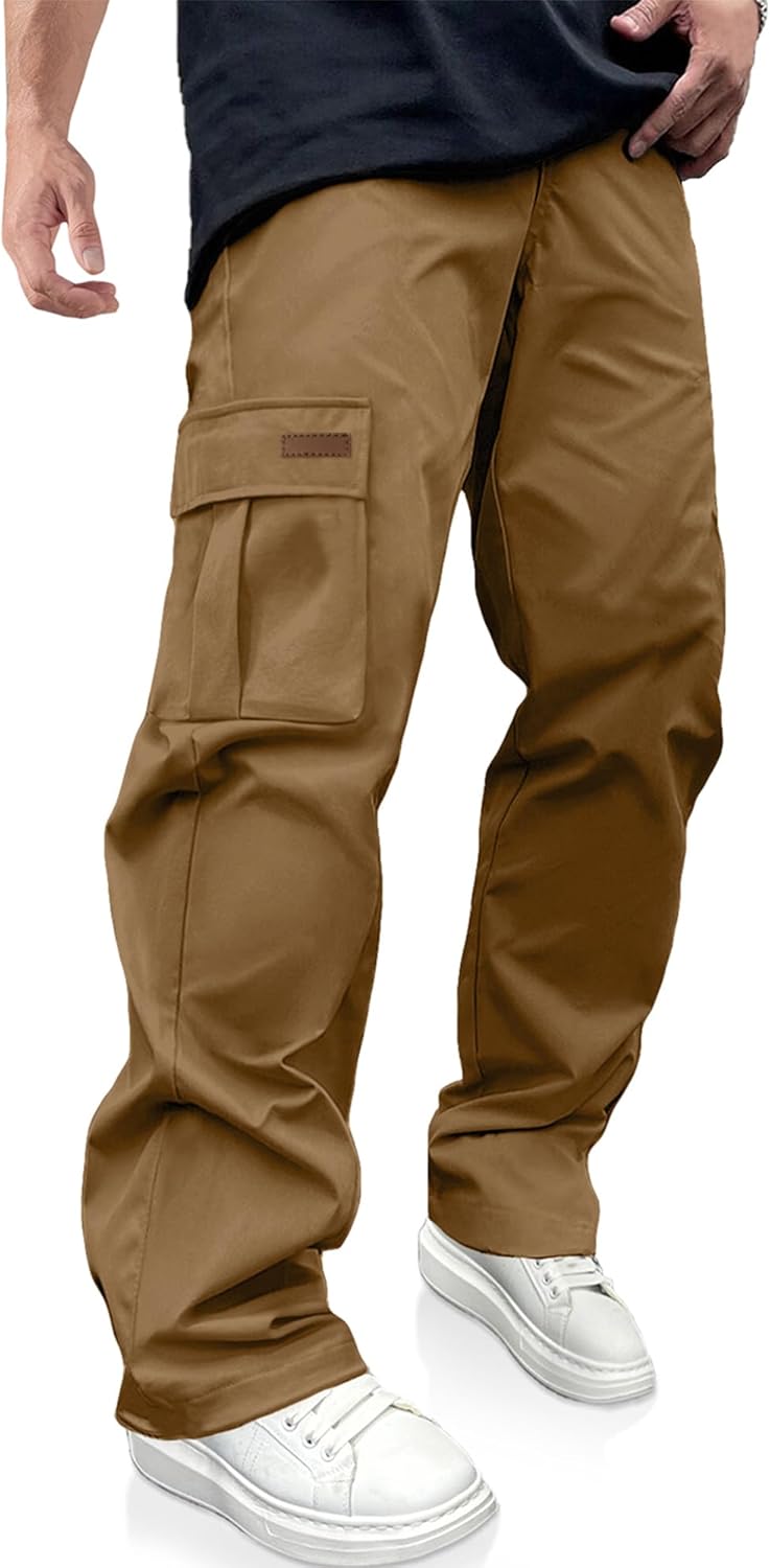 PLEPAN Men's Casual Cargo Pants Drawstring Hiking Pants Workout Tactical Joggers Sweatpants for Men - Image 25