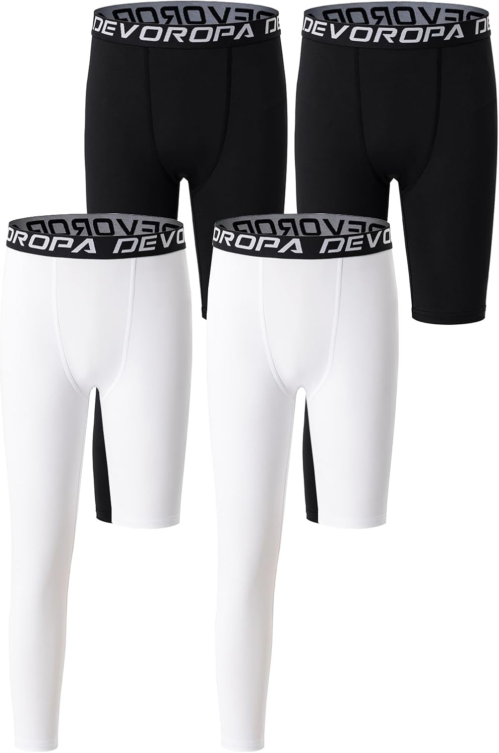 DEVOROPA Youth Boys One Leg Compression Pants for Basketball 3/4 Leggings Sports Tights Kids Athletic Soccer Base Layer - Image 17