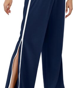 LOMON Womens Tear Away Pants Sides Full Open Sweatpants Double Slider Zip Off Post Surgery Pant with Pockets