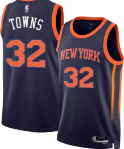 Karl-Anthony Towns New York Knicks NBA Kids Youth 8-20 Navy Statement Edition Swingman Jersey