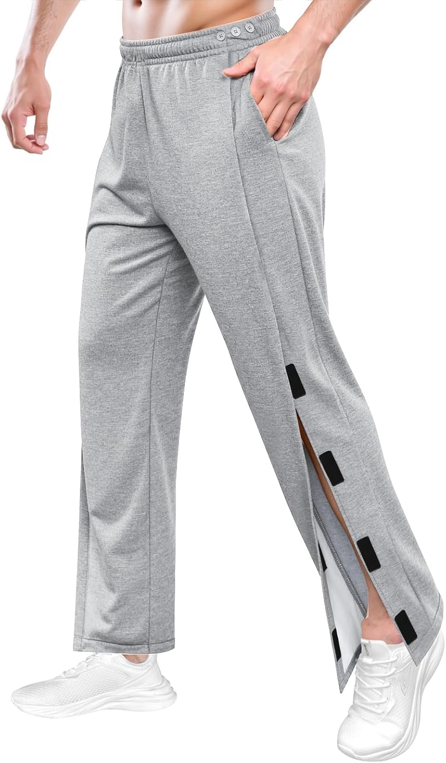 Men's Post Surgery Pants Open Bottom Easy Side Tear Away Pants for Men Sweatpants Loose Fit Post Surgery Pant with Pockets - Image 10