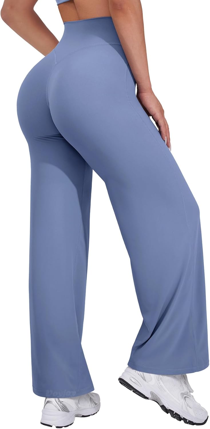 VOYJOY Straight Leggings Bottoms Wide Leg Pants for Women 29"/ 31.5"/33" High Waist Stretch Casual Sweatpants - Image 8