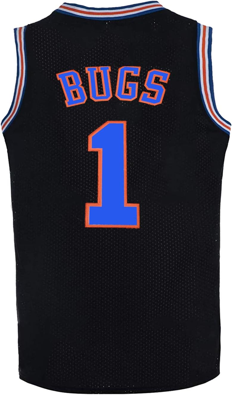 BOROLIN Youth Basketball Jersey #1 Moive Space Jerseys Bugs Shirts for Kids 90s Hiphop Party Clothing