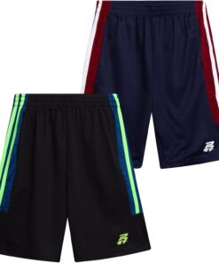 Pro Athlete Boys Athletic Shorts - 2 Pack Quick Dry Athletic Basketball Gym Shorts with Pockets (Sizes 8-16)