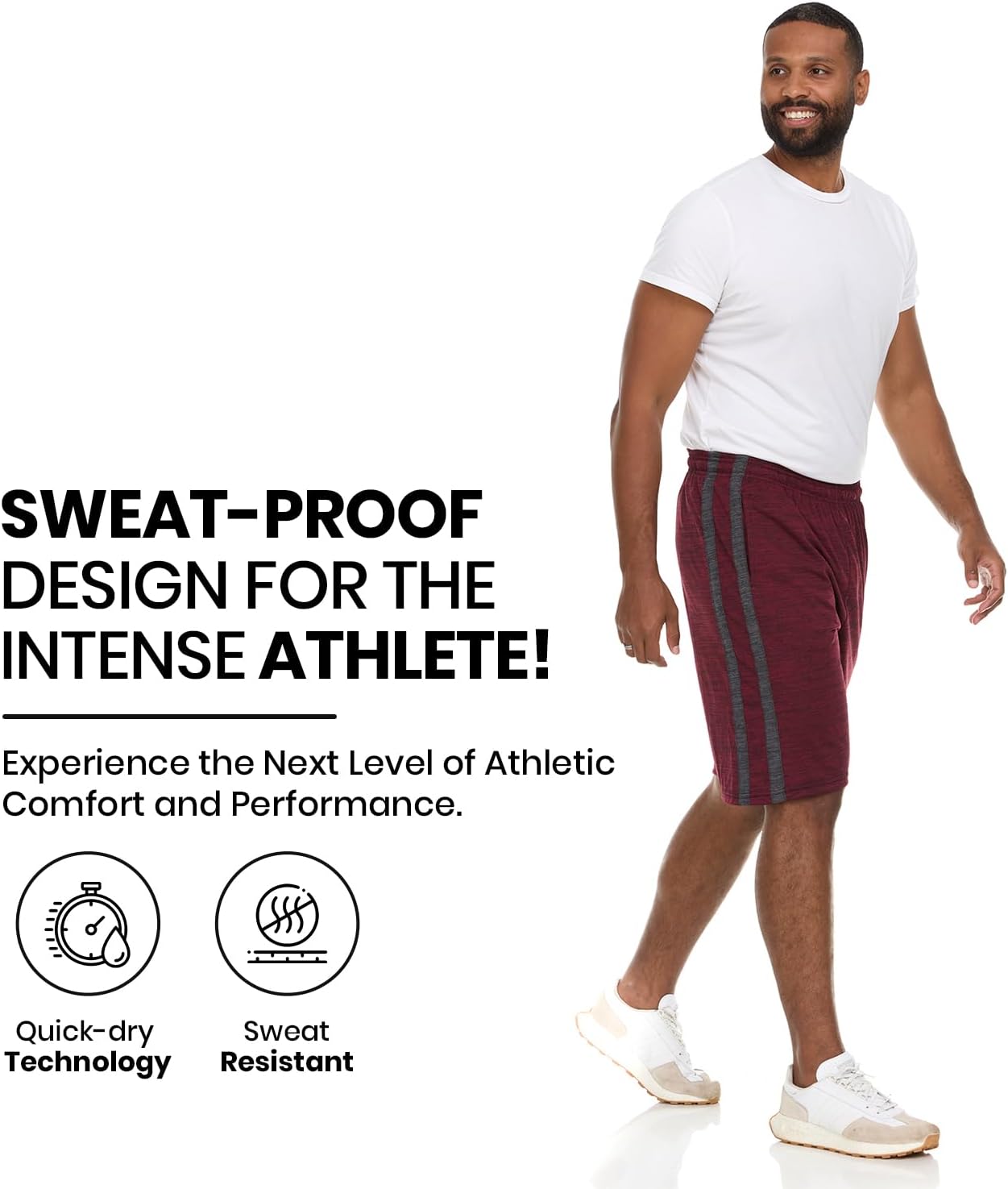 5 Pack: Men's Dry-Fit Sweat Resistant Active Athletic Performance Shorts - Image 3