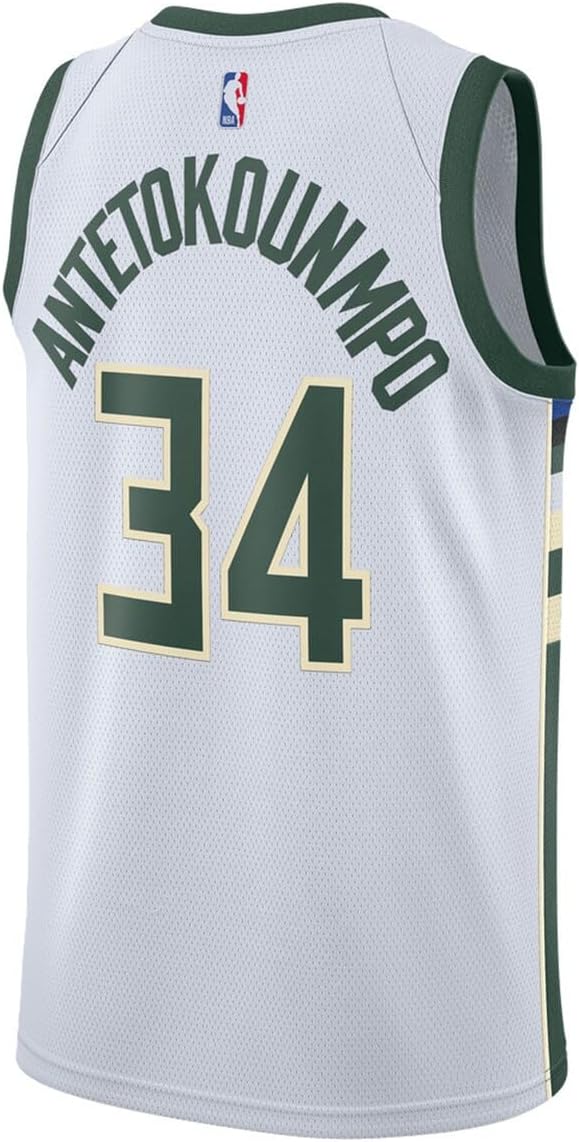 Giannis Antetokounmpo Milwaukee Bucks NBA Kids Youth 8-20 White Association Edition Swingman Jersey - Image 3