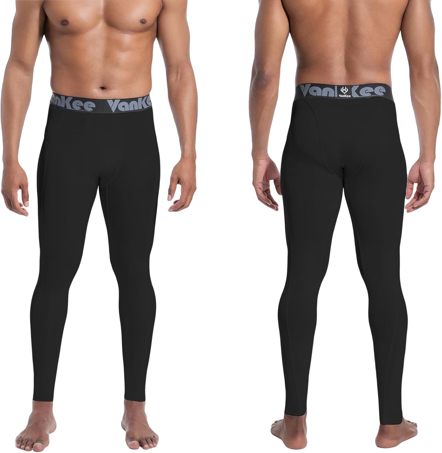 Men's Compression Pants with Pocket Workout Base Layer Athletic Sports Tights Leggings for Yoga Basketball Running Gym - Image 2