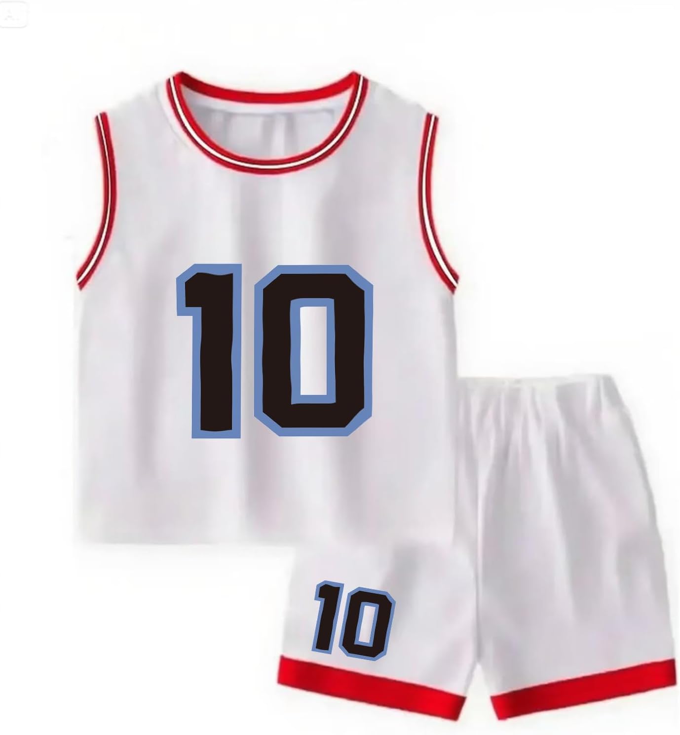 Kids Basketball Jerseys #10 Athletic Scrimmage Tank Top Shorts Sport Sets for 5-12 Years Girls and Boys