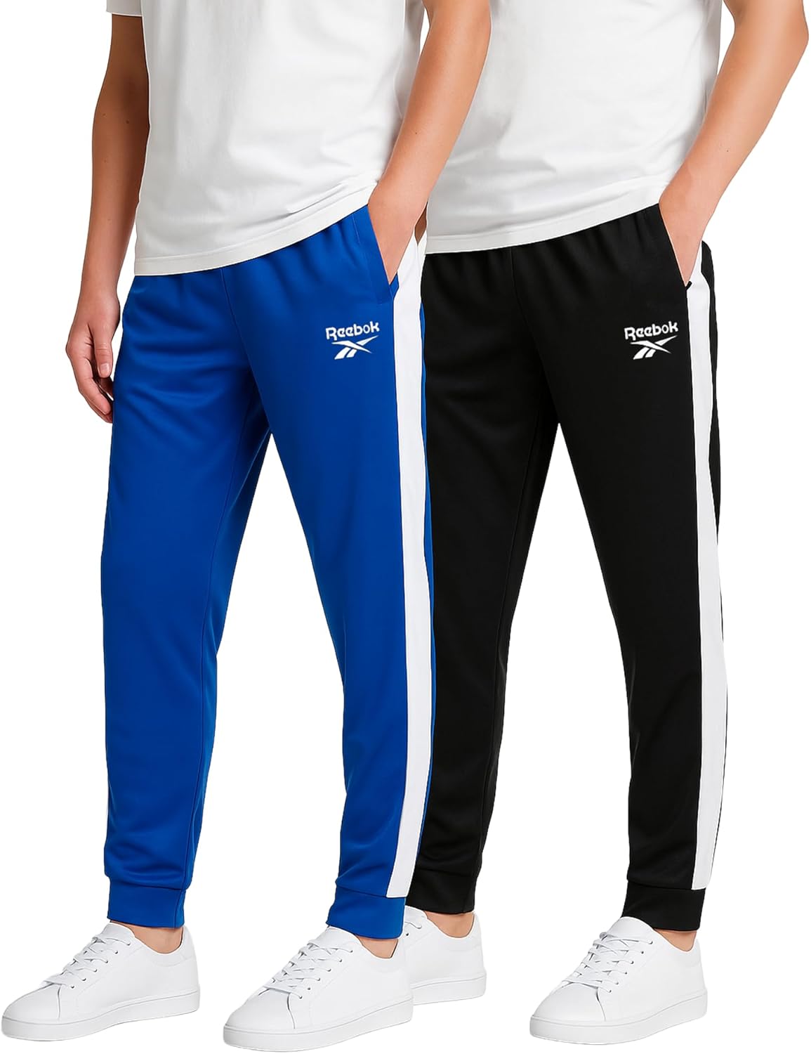 Reebok Boys Sweatpants - 2 Pack Performance Tricot Boys Joggers Athletic Pants with Elastic Waistband (Sizes Run Small)