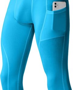 SPVISE Men's 3/4 Compression Pants Athletic Capri Leggings Dry Fit Running Tights with Pocket Basketball Sports Gym Baselayer
