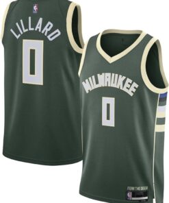 Damian Lillard Milwaukee Bucks NBA Kids Youth 8-20 Green Icon Edition Swingman Jersey