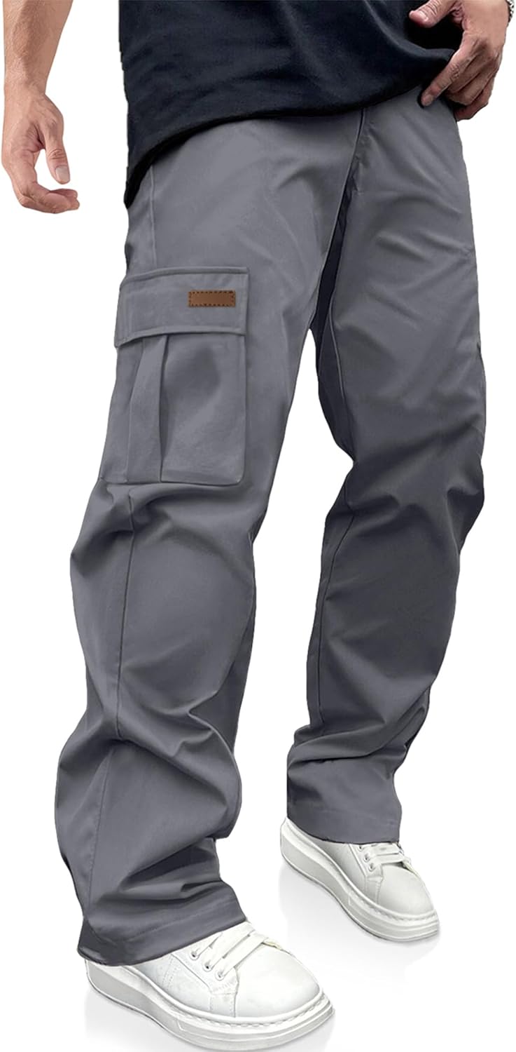 PLEPAN Men's Casual Cargo Pants Drawstring Hiking Pants Workout Tactical Joggers Sweatpants for Men - Image 16