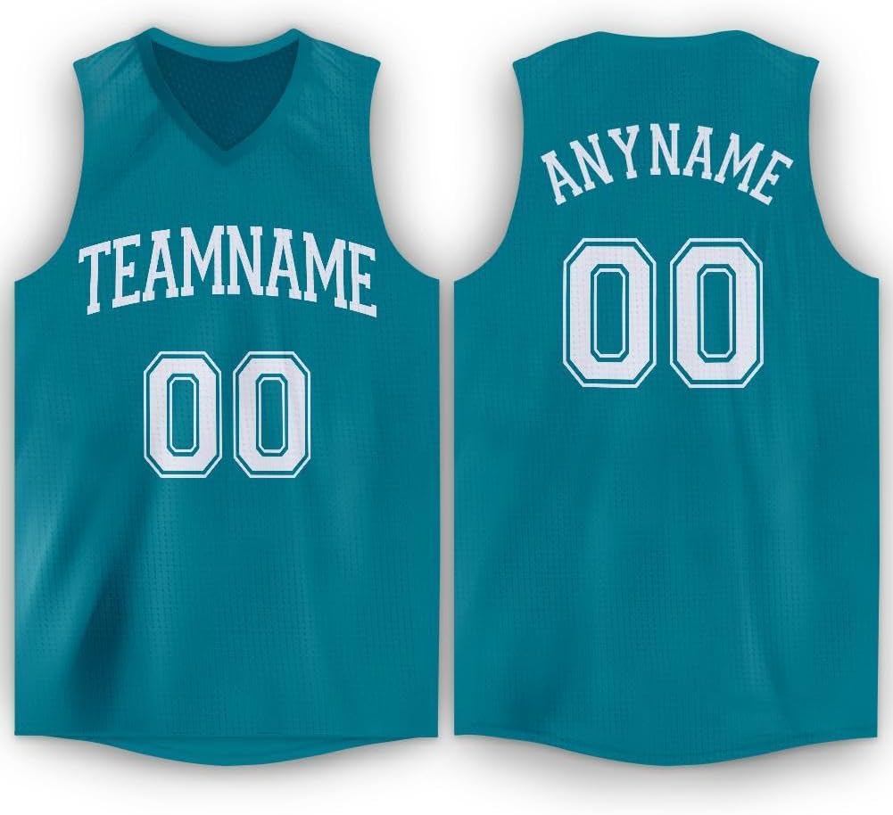 Custom Name Team Name Number Gray White-Teal Authentic Throwback Basketball Jersey, Personalized Uniform Basketball Shirt - Image 24