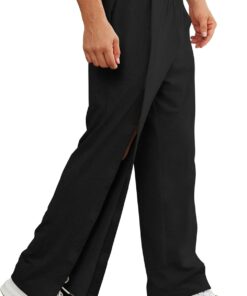 Deyeek Tear Away Pants for Men Easy Open Side Wide Leg Post Surgery Pants Soft Adaptive Breakaway Sweatpants with Pockets