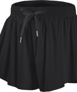 DIPUG Girls Butterfly Shorts with Pocket 2-in-1 Flowy Athletic Skots for Tennis Running Dance 5-16