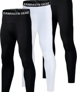 3 Pack Boys' Youth Compression Leggings Pants Tights Athletic Base Layer for Running Hockey Basketball