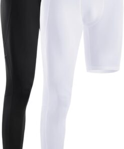 Runhit Men's Basketball One Leg Compression Tights Full Length Single Leg Compression Pants Sports Base Layer Underwear